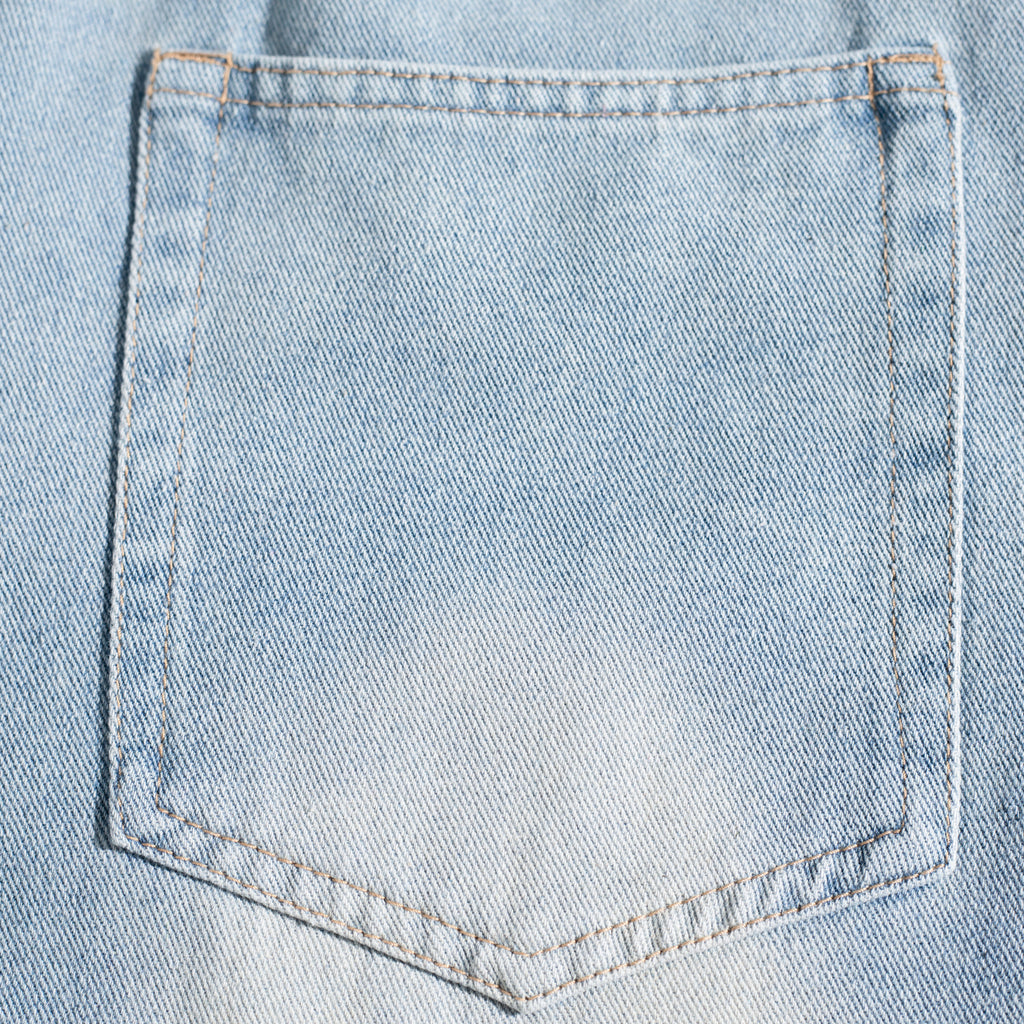 Dual-Side Brush Mark Curved Baggy Jeans