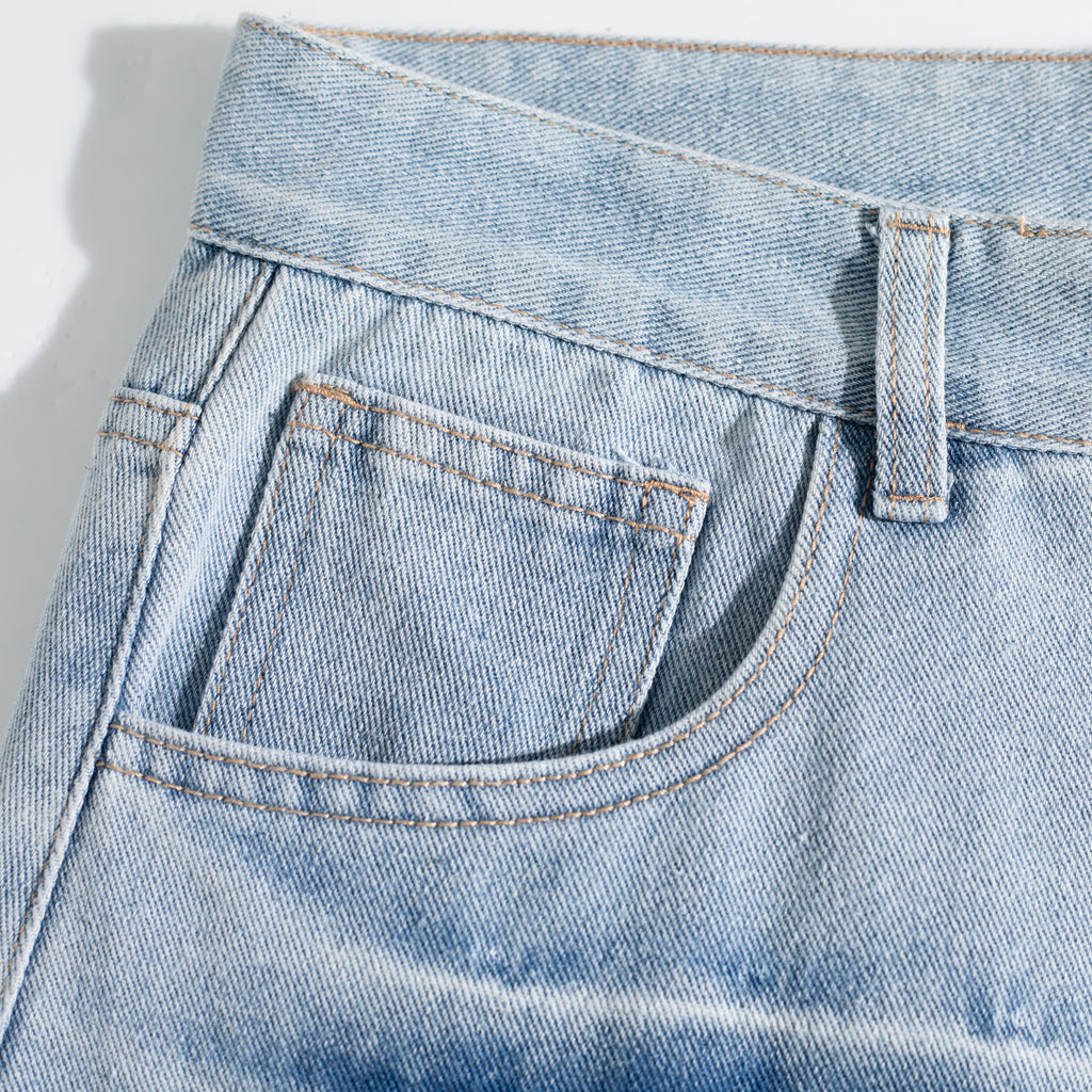 Multi Gradient Brush Curved Baggy Jeans