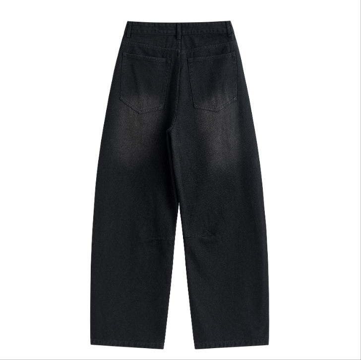 Light Wash Ripped Curved Leg Jeans