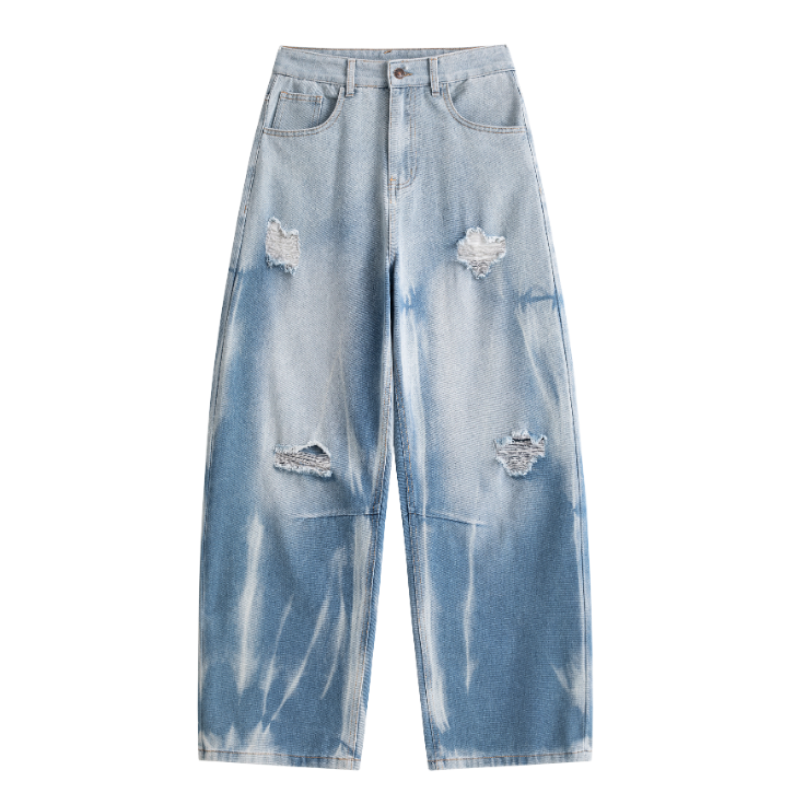Tie Dye Gradient Ripped Curved Jeans