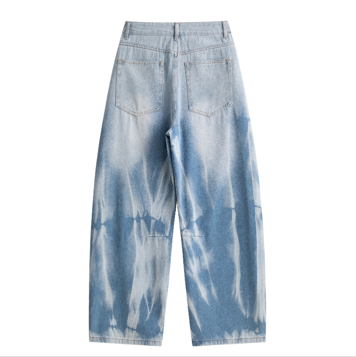 Tie Dye Gradient Ripped Curved Jeans