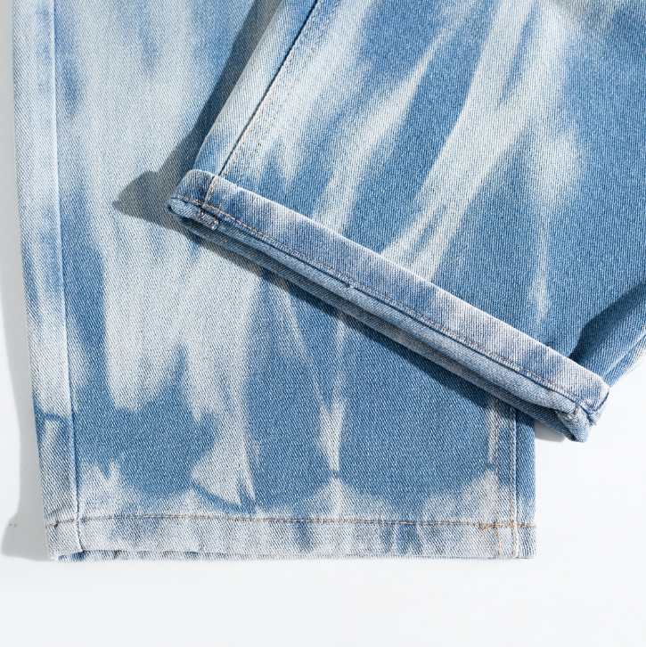 Blue Tie Dye Curved Leg Jeans