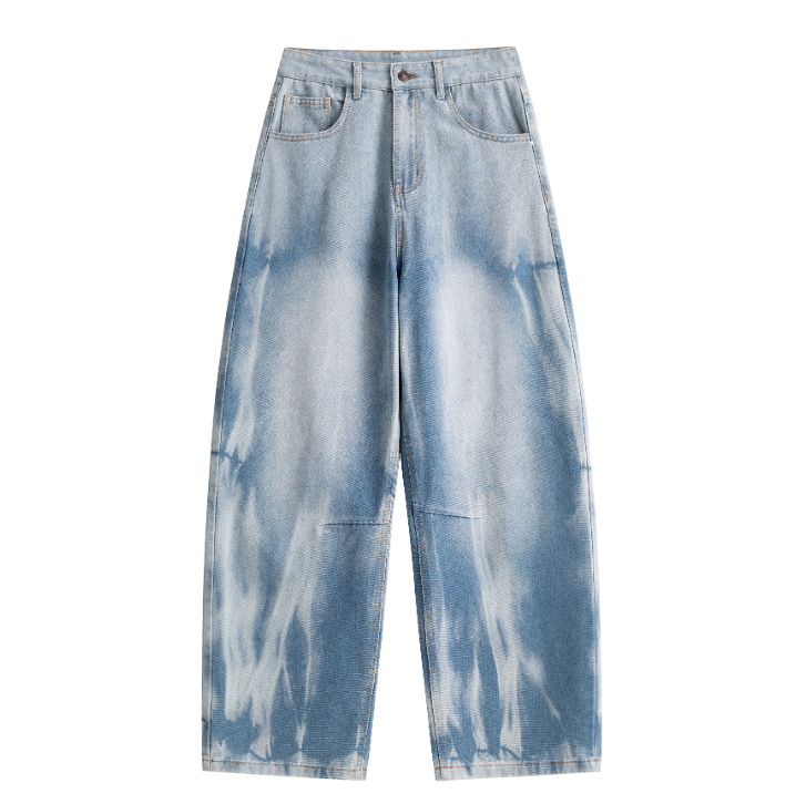 Blue Tie Dye Curved Leg Jeans