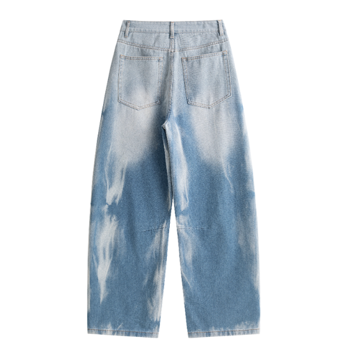 Blue Tie Dye Curved Leg Jeans