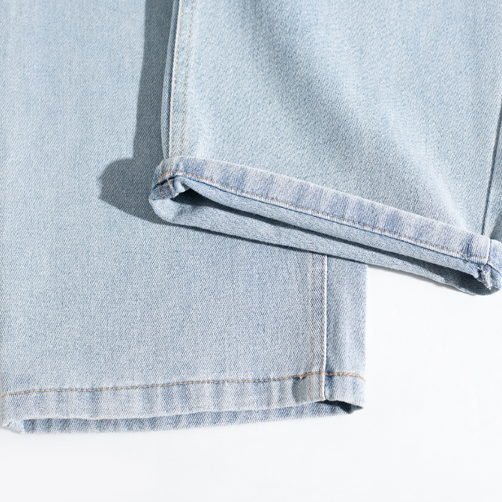 Light Wash Brush Mark Baggy Jeans