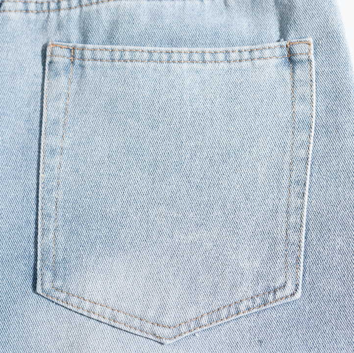 Light Wash Brush Mark Baggy Jeans