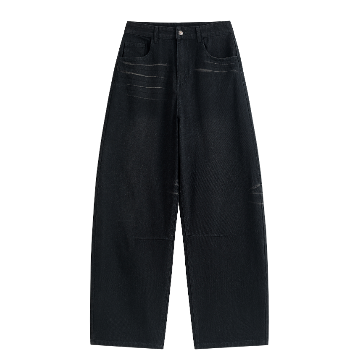 Light Wash Brush Mark Baggy Jeans
