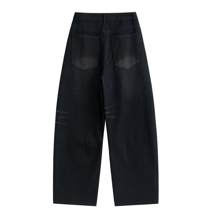 Light Wash Brush Mark Baggy Jeans