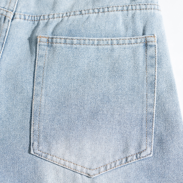 Light Wash Brush Mark Ripped Curved Jeans