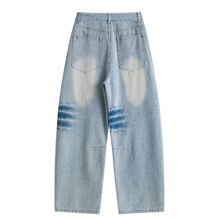 Multi Gradient Brush Curved Baggy Jeans