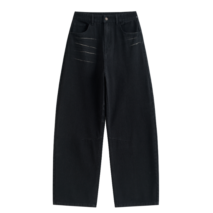 Multi Gradient Brush Curved Baggy Jeans