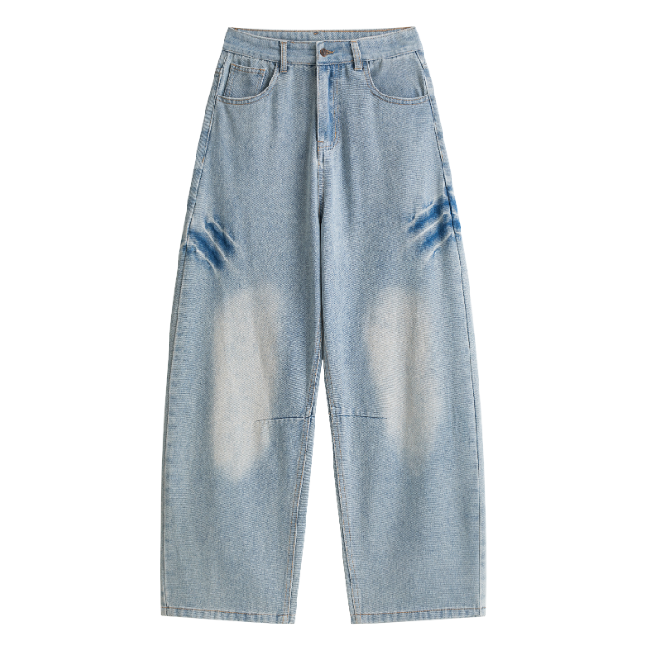 Symmetrical Gradient Curved Baggy Jeans
