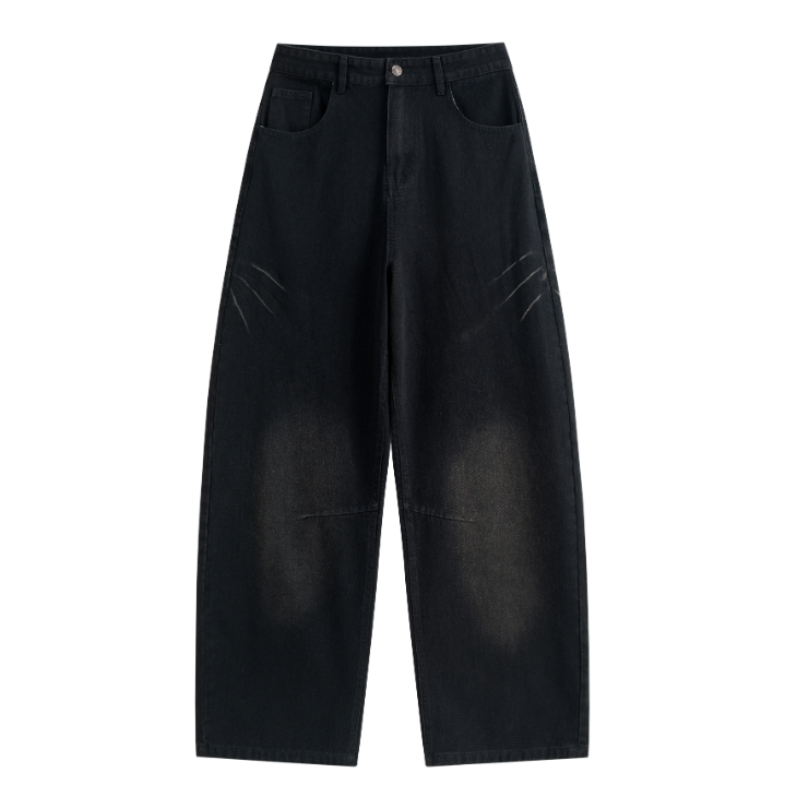 Symmetrical Gradient Curved Baggy Jeans